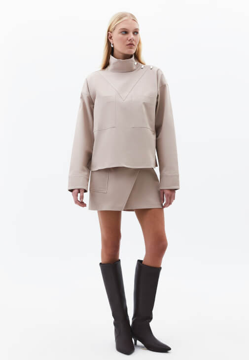 Tencel Bluz ve Mini Etek Kombini