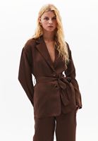 Bayan Kahverengi Bağlamalı Blazer Ceket ( TENCEL™ )