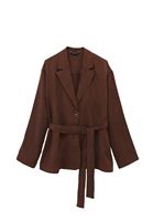 Bayan Kahverengi Bağlamalı Blazer Ceket ( TENCEL™ )