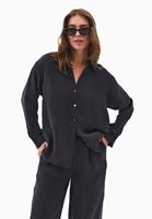 Bayan Siyah Loose-Fit Gömlek ( TENCEL™ )