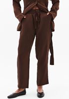 Bayan Kahverengi Yüksek Bel Straight-Fit Pantolon ( TENCEL™ )