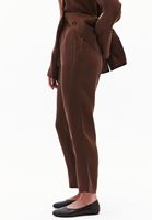 Bayan Kahverengi Yüksek Bel Straight-Fit Pantolon ( TENCEL™ )