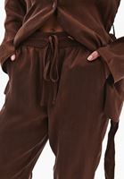 Bayan Kahverengi Yüksek Bel Straight-Fit Pantolon ( TENCEL™ )