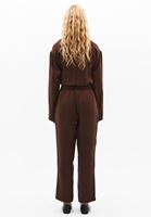 Bayan Kahverengi Yüksek Bel Straight-Fit Pantolon ( TENCEL™ )