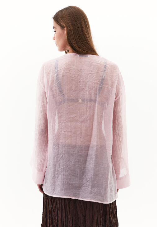 Tül Bluz ve Keten Etek Kombini