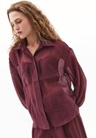 Bayan Bordo Balon Kollu Gömlek ( TENCEL™ )