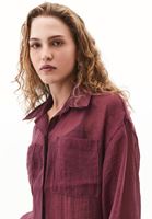 Bayan Bordo Balon Kollu Gömlek ( TENCEL™ )