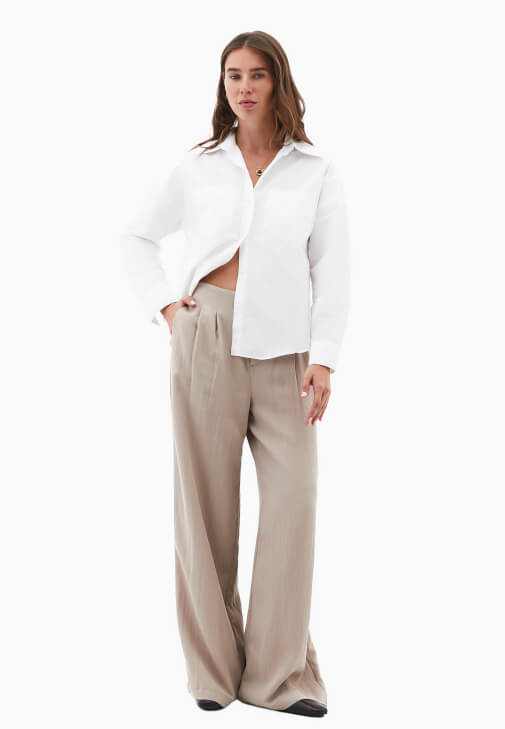 Bej Ultra Yüksek Bel Pantolon ( TENCEL™ )