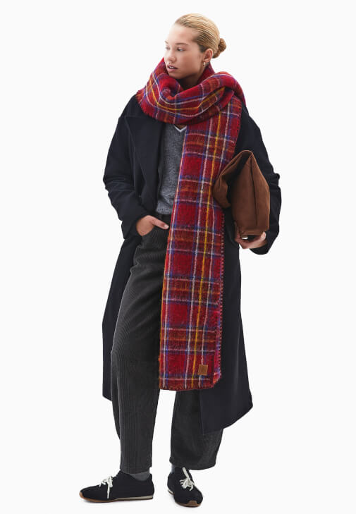 Kırmızı Yün Karışımlı Şal