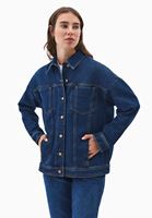 Bayan Lacivert Oversize Denim Ceket