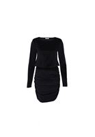 Women Black Gathered Velvet Mini Dress