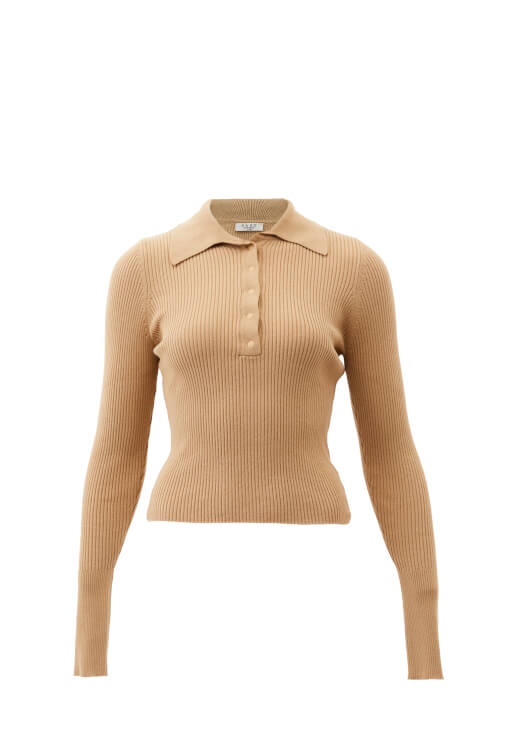 Polo Yaka Kazak ve Ultra Yüksek Bel Pantolon Kombini