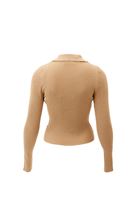 Bayan Bej Polo Yaka Triko Kazak