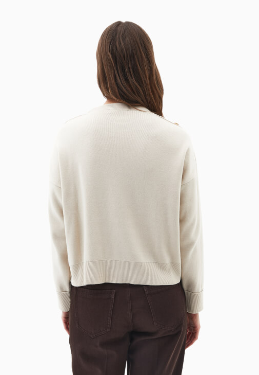 Düğme Detaylı Kazak ve Bol Paça Pantolon Kombini