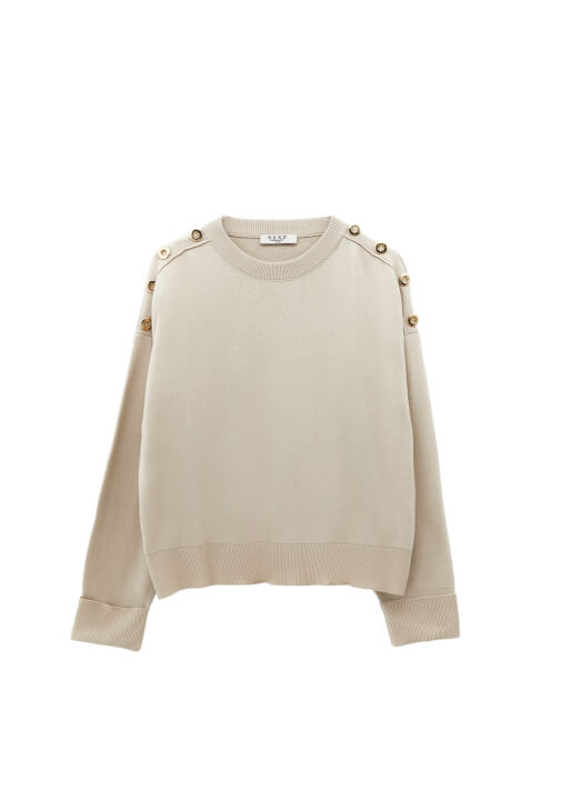 Düğme Detaylı Kazak ve Bol Paça Pantolon Kombini