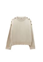 Women Cream Button-Detail Sweater
