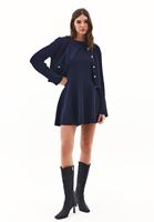 Bayan Lacivert Düğme Detaylı Hırka