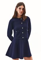 Bayan Lacivert Düğme Detaylı Hırka