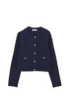 Bayan Lacivert Düğme Detaylı Hırka