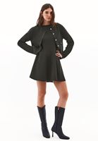 Bayan Yeşil Düğme Detaylı Hırka