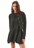 Bayan Yeşil Düğme Detaylı Hırka