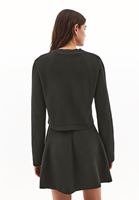 Bayan Yeşil Düğme Detaylı Hırka