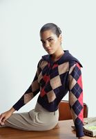 Bayan Çok Renkli Düğme Detaylı Jakarlı Kazak