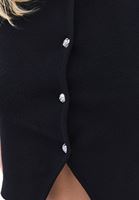 Bayan Siyah Düğme Detaylı Yelek