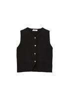 Bayan Siyah Düğme Detaylı Yelek