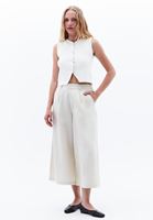 Bayan Krem Düğme Detaylı Yelek