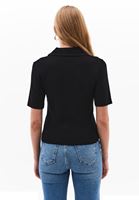 Bayan Siyah Polo Yaka Triko Tişört