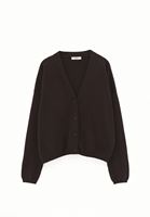 Bayan Kahverengi Düğmeli Triko Hırka