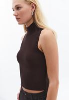 Bayan Kahverengi Yüksek Yaka Triko Atlet