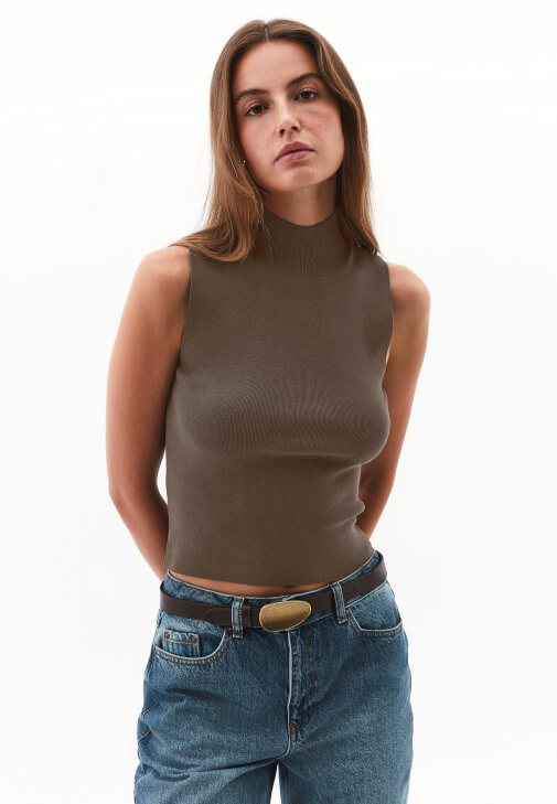 Kahverengi Yüksek Yaka Triko Atlet