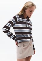 Bayan Çok Renkli Polo Yaka Triko Kazak