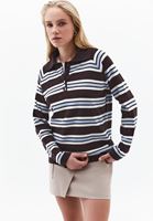 Bayan Çok Renkli Polo Yaka Triko Kazak