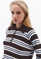 Bayan Çok Renkli Polo Yaka Triko Kazak