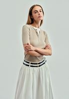 Bayan Çok Renkli Sıfır Yaka Triko Tişört