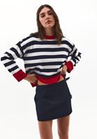 Bayan Çok Renkli Düğme Detaylı Çizgili Kazak