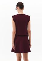 Bayan Bordo V Yaka Triko Yelek