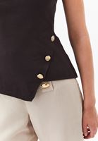 Bayan Kahverengi Düğme Detaylı Atlet