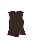 Bayan Kahverengi Düğme Detaylı Atlet