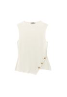 Bayan Krem Düğme Detaylı Atlet