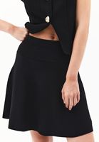 Bayan Siyah Yüksek Bel Triko Mini Etek