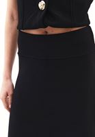 Bayan Siyah Orta Bel Triko Etek