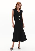 Bayan Siyah Orta Bel Triko Etek