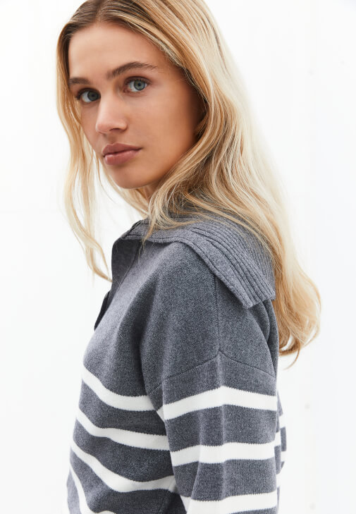 Polo Yaka Kazak ve Balon Pantolon Kombini