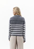 Bayan Çok Renkli Polo Yaka Çizgili Kazak