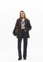 Bayan Çok Renkli Polo Yaka Çizgili Kazak