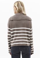 Bayan Çok Renkli Polo Yaka Çizgili Kazak